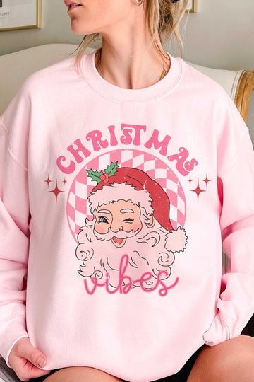 Pink Christmas Vibes Graphic Sweatshirt