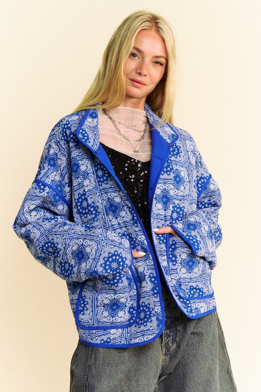 Davi & Dani Vintage Print Jacket with Pockets