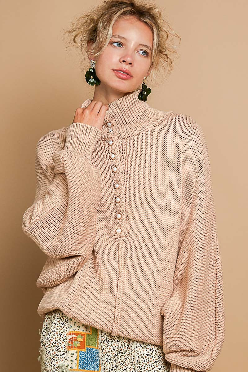 POL Pearl Detail Turtleneck Sweater